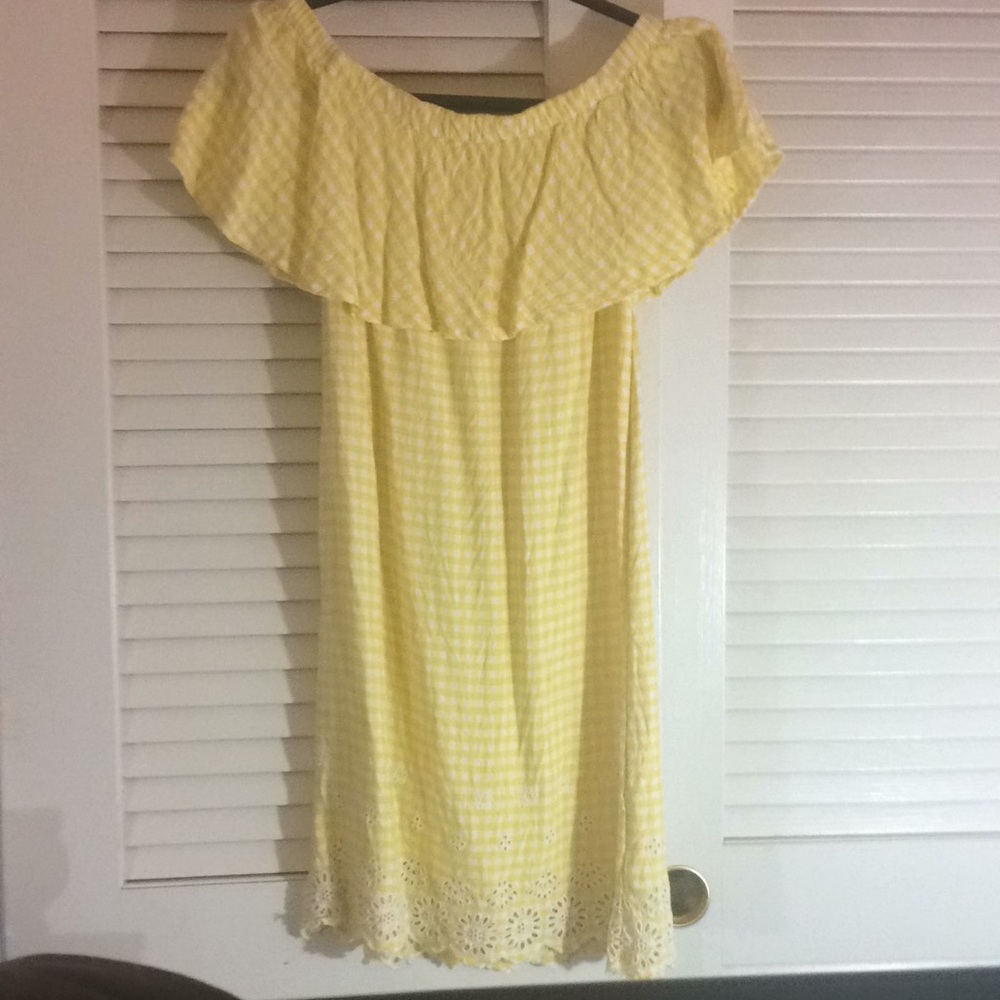 Yellow off the shoulder dress